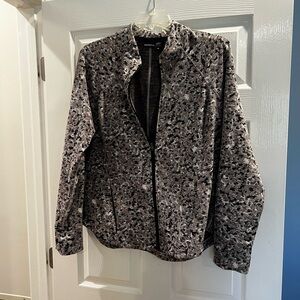 Athleta Speckled Black and Gray Teddy Jacket